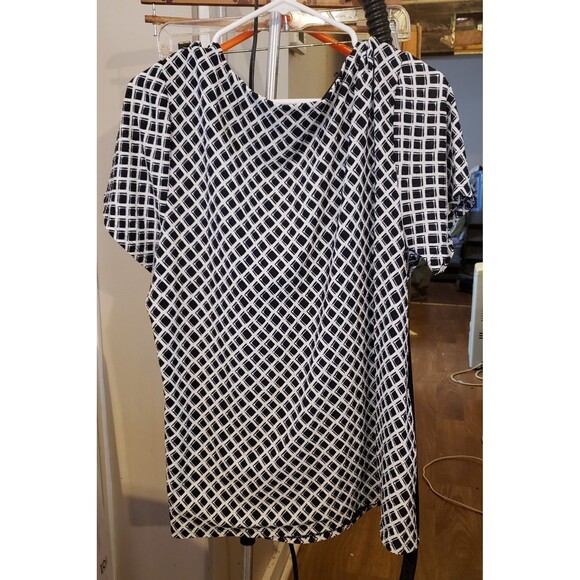 NWT - Alfani - Ruched Patterned Short Sleeved Dress Top - Same 3X - Picture 2 of 8